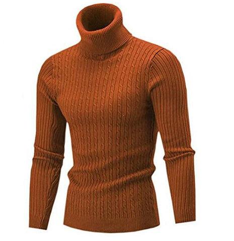 Eng anliegender Herren-Rollkragenpullover – Slim Fit, Zopfmuster, Winter