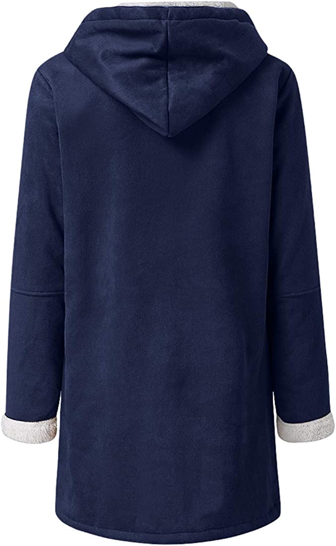 Warm Womens Winter Jacket - Hooded Mid-Thigh, Suede