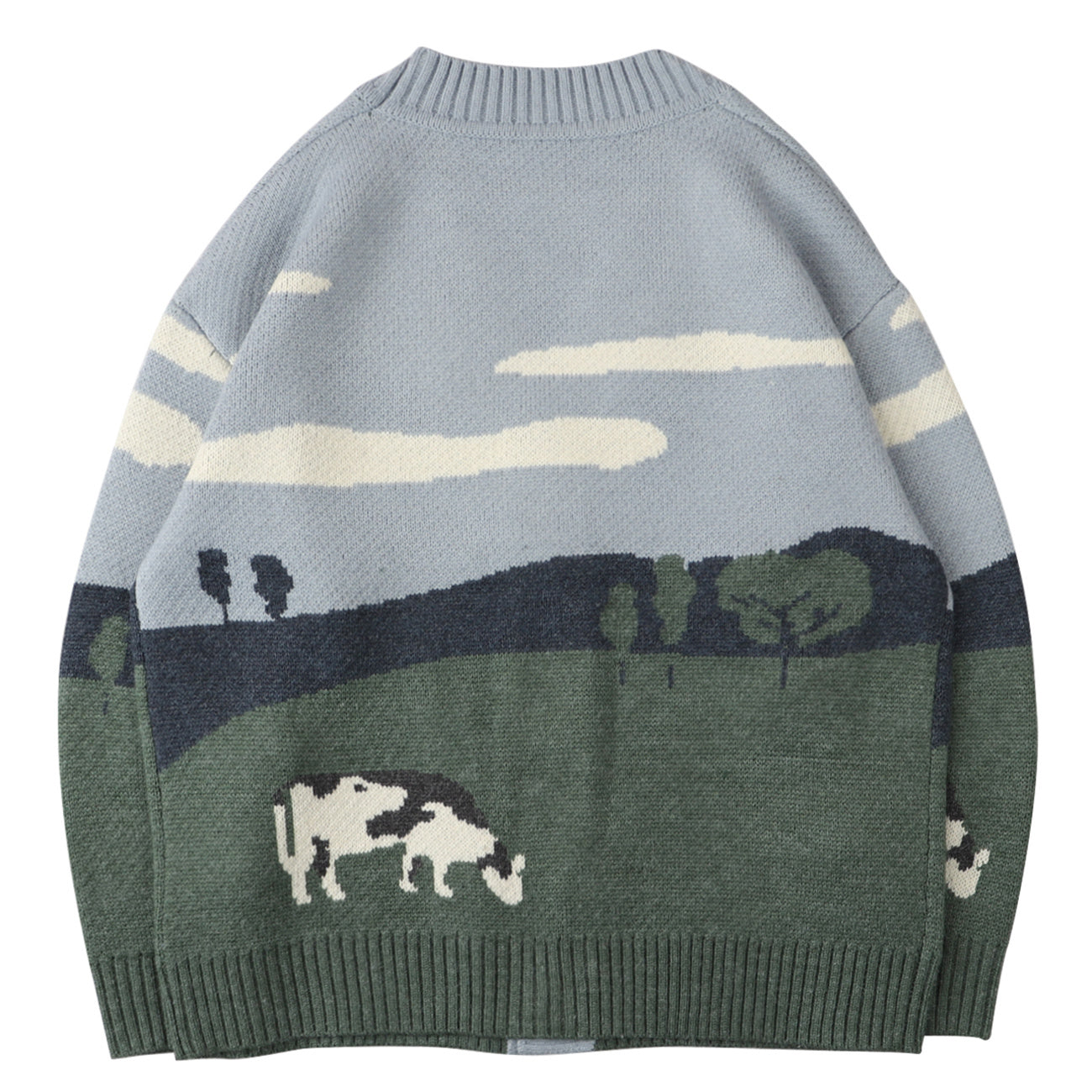 Oversized Relaxed Unisex Cardigan - V Neck Knit Jacquard