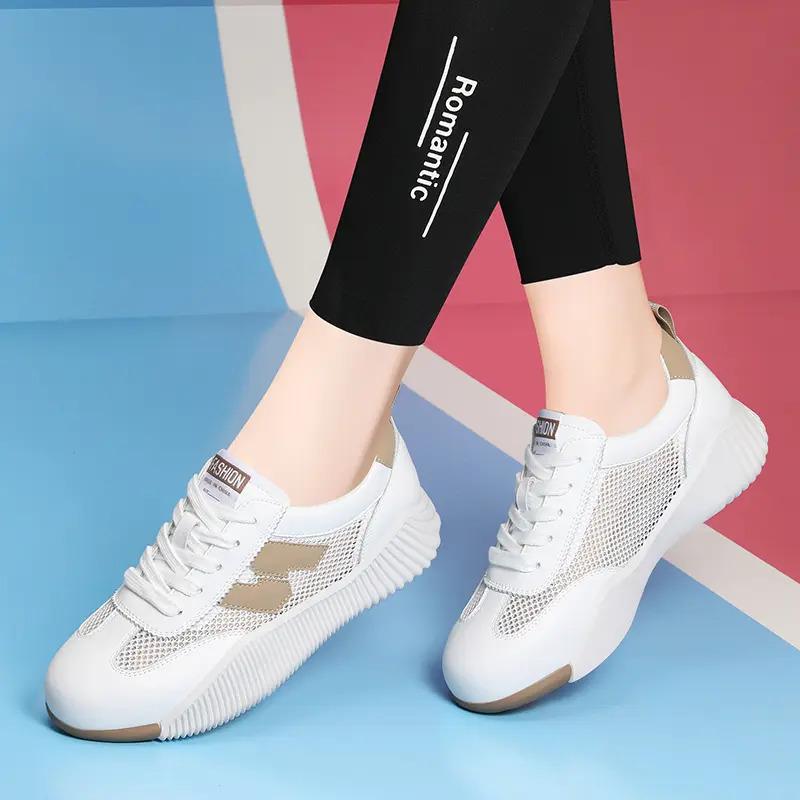 Soft durable women's sneakers - low-cut, genuine leather upper, for running daily workouts