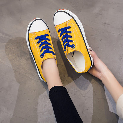 Breathable women's canvas sneakers – platform, canvas, casual everyday walking and errands