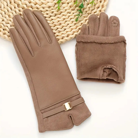 Waterproof Women’s Gloves - Slim Faux Leather, Lined