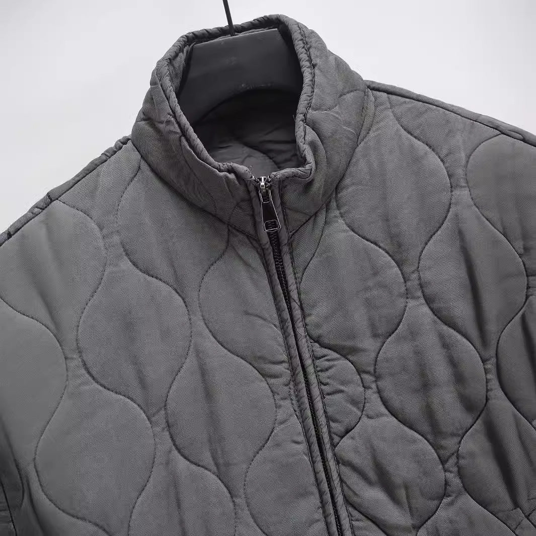 Soft Relaxed Women Quilted Jacket - Stand-Collar, Tencel