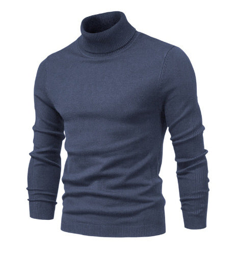 Blød herre rullekrave sweater - slim fit viskose vinter