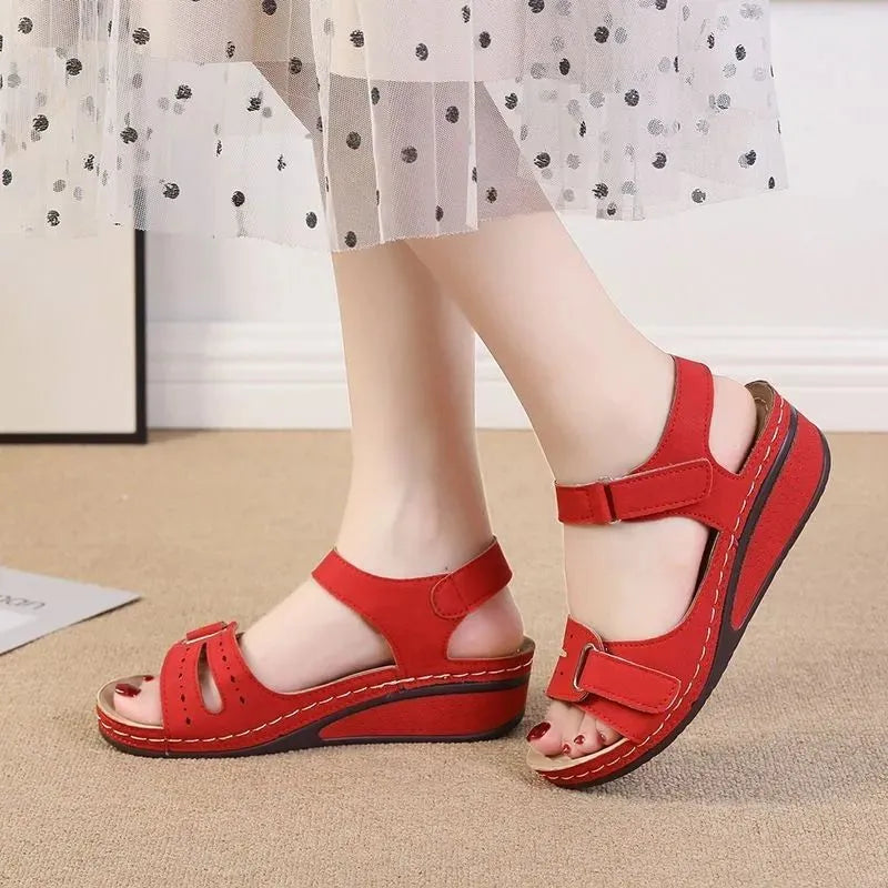 Orthopedische comfortsandalen voor dames met gelzool, ademend ontwerp en verstelbare klittenbandsluiting voor pijnvrij lopen