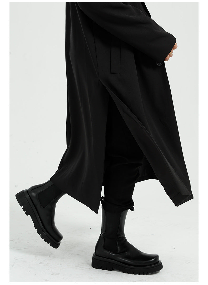 Lightweight Relaxed Men’s Overcoat - Long Polyester Spring