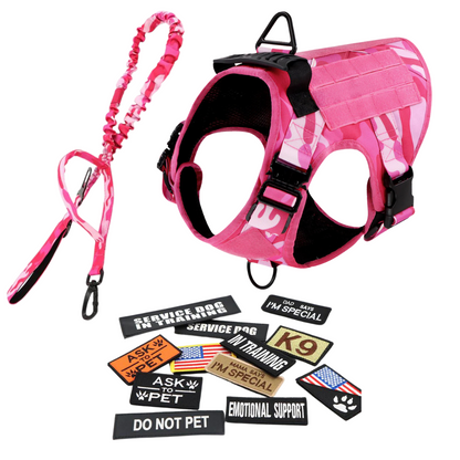 Tactical Dog Harness No-Pull With Front And Back D-Rings Quick-Release Buckles Top Handle Heavy-Duty Training