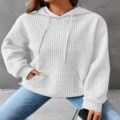 Soft Cozy Women’s Hoodie Sweater - Waffle Knit Layering