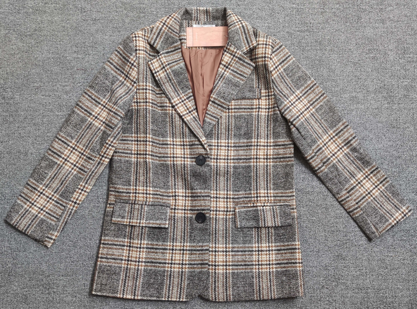 Warm Structured Women's Short Coat - Belted Plaid Wool