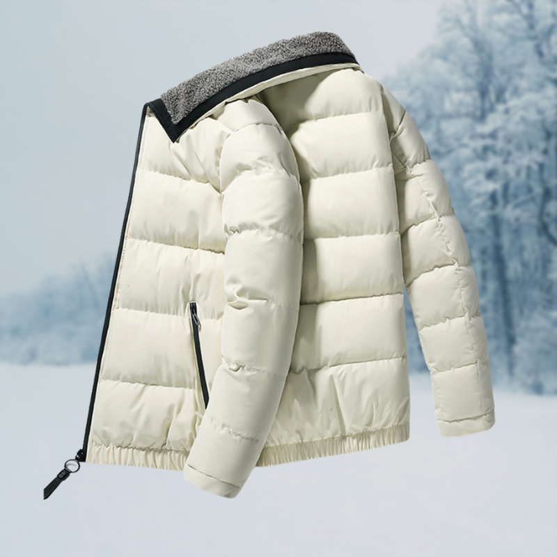 Warm Cozy Men's Jacket - Puffer, Sherpa Lined, Commuting