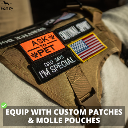 Tactical Dog Harness No-Pull With Front And Back D-Rings Quick-Release Buckles Top Handle Heavy-Duty Training