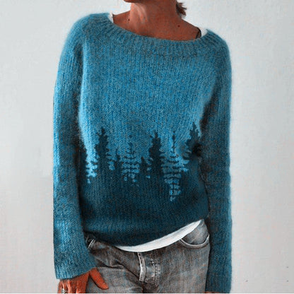 Pull doux pour femme à col rond - Coupe décontractée, maille duveteuse