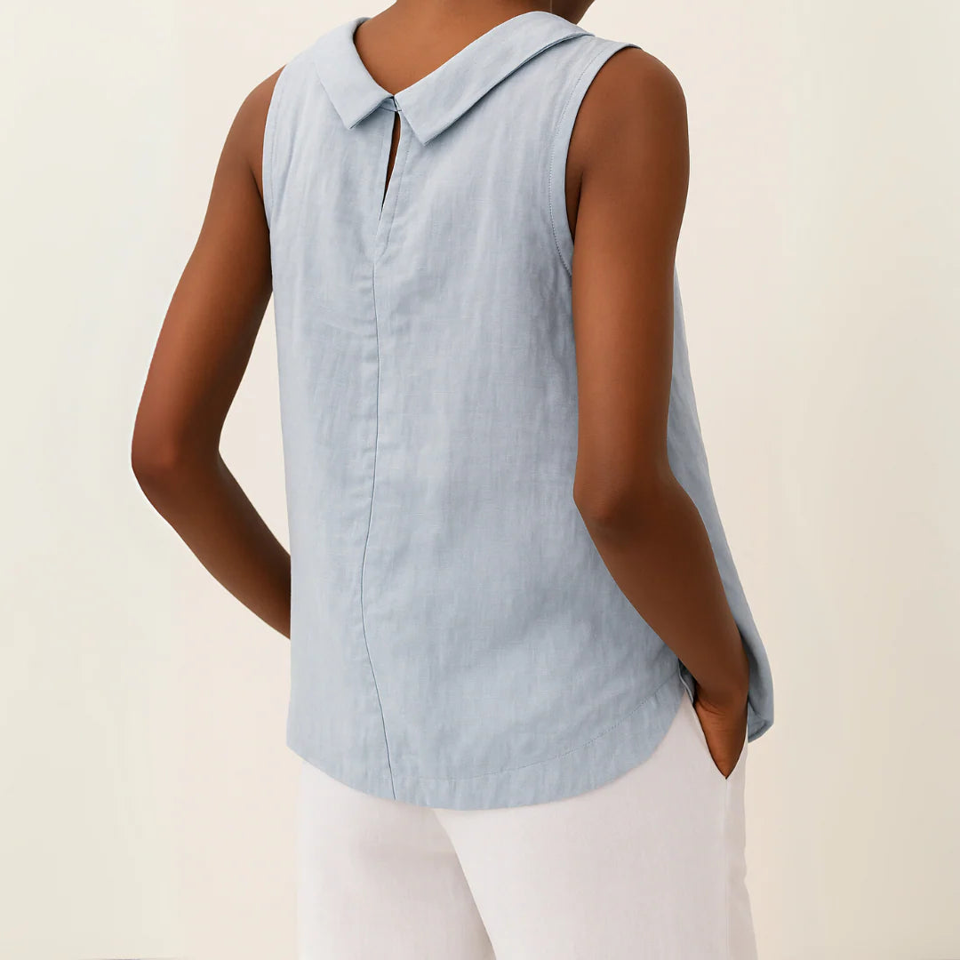Lightweight women's tank top - round-neck pullover, cotton blend, casual summer wear