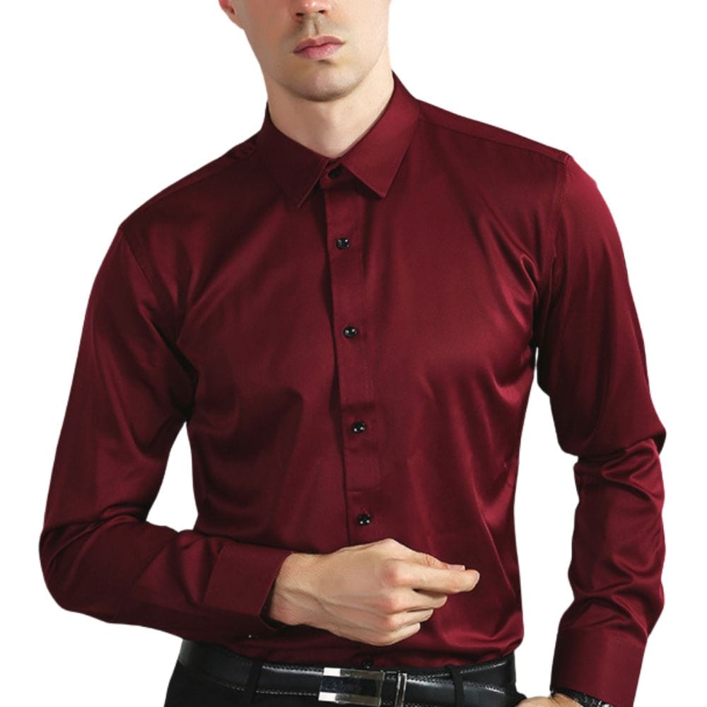 Variant image for Men's Elastic Comfort Dress Shirt, Wrinkle-Free, Breathable Fabric, Quick Drying, Regular Fit for All Occasions-29