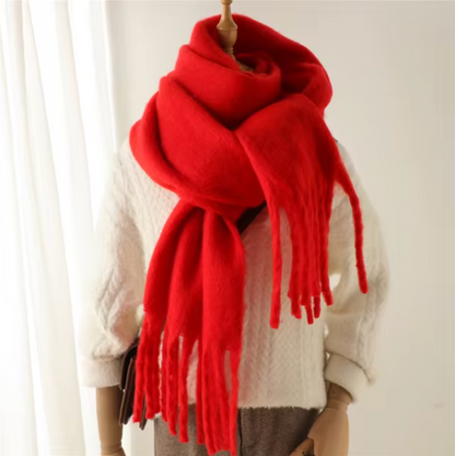 Warm Cozy Womens Winter Scarf - Blanket Fringe Plush