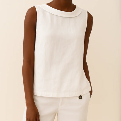 Lightweight women's tank top - round-neck pullover, cotton blend, casual summer wear