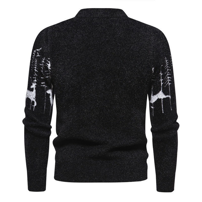 Warm Classic Men's Pullover - Crewneck Cotton Jacquard