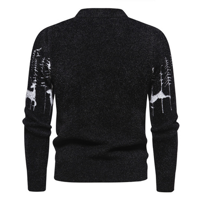 Warm Classic Men's Pullover - Crewneck Cotton Jacquard