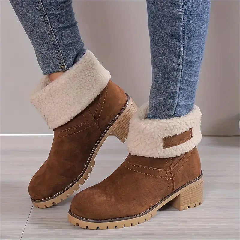 Warm Cozy Women’s Ankle Boots - Platform, Fleece Lined