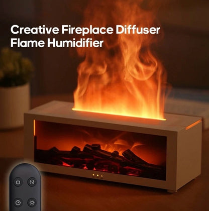 Creative Fireplace Air Humidifier Diffuser with LED Light Remote Control for Home Gift