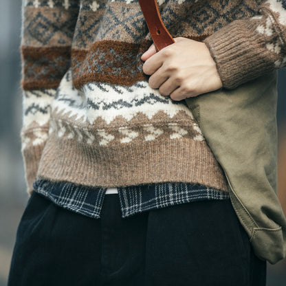 Suéter cálido y cómodo para hombre - Tejido jacquard holgado, invierno