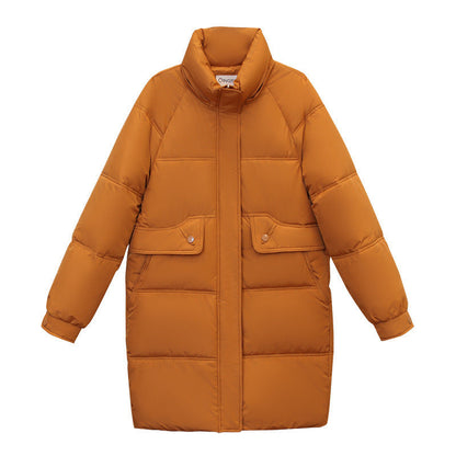Warm Women's Puffer Coat - Boxy Mid-Thigh, Down Cotton