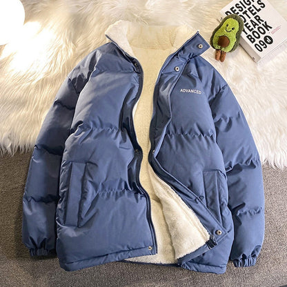 Warme entspannte Damen-Steppjacke - übergroßer Fleece-Wintermantel