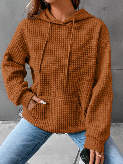Soft Cozy Women’s Hoodie Sweater - Waffle Knit Layering