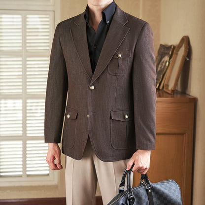 Durable Versatile Men's Blazer - Regular Fit, Polyester, Everyday Office and Casual Wear
