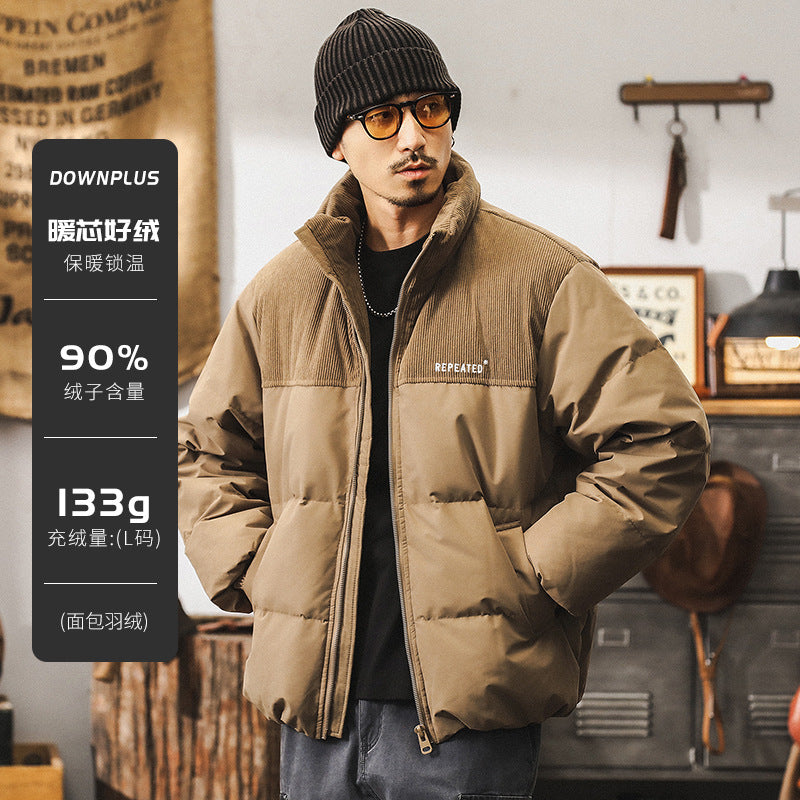 Insulating Mens Puffer Jacket - Corduroy Yoke, Duck Down