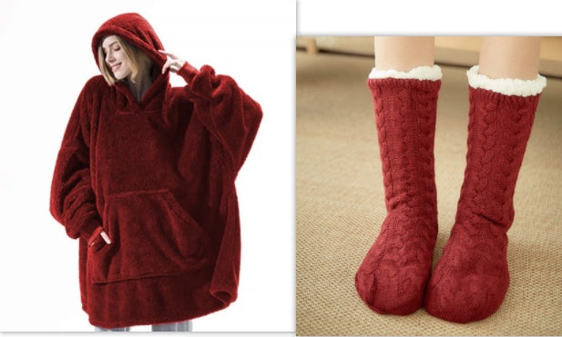 Warm Cozy Women Blanket Hoodie - Oversized Fleece Lounging