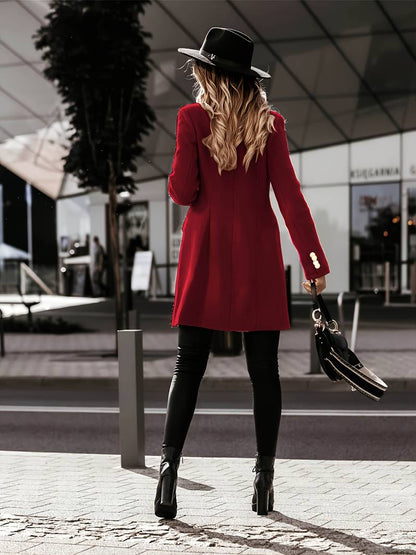 Fitted Women’s Wool Coat - Double Breasted, Insulated