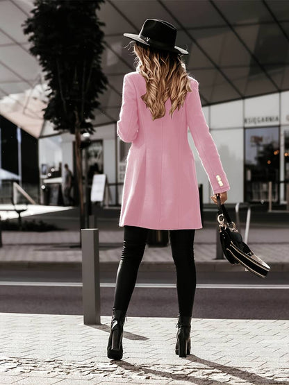 Fitted Women’s Wool Coat - Double Breasted, Insulated