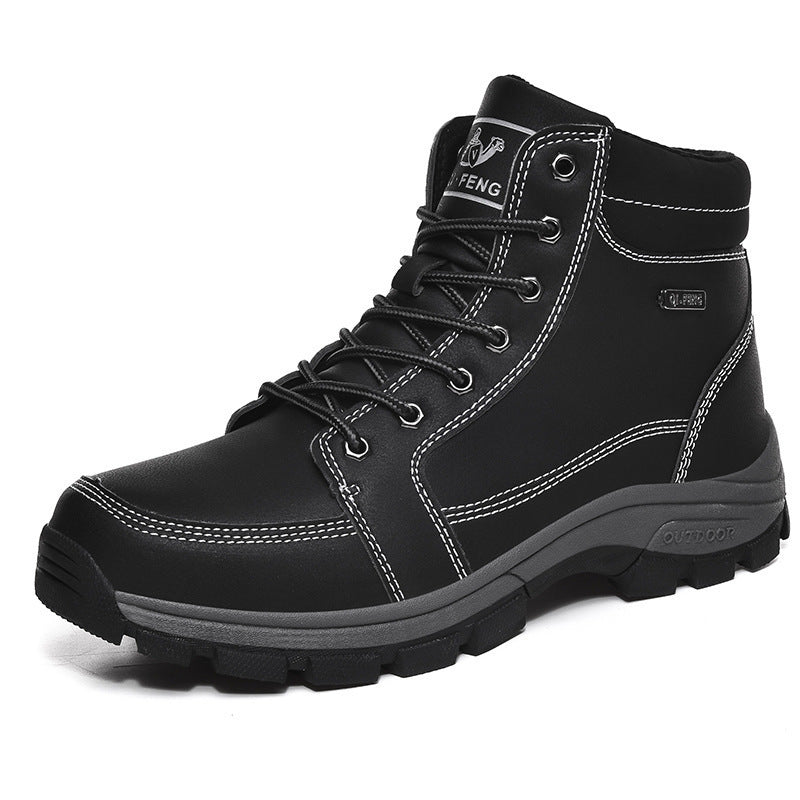 Insulating Men's Ankle Boots - Lace Up Leather Winter