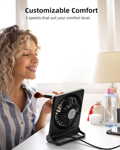 Ventilador de escritorio ultra silencioso con alimentación USB C, compacto, pivote de 220 grados, ahorro de espacio, enfriamiento personal, regalo para otoño de 2025