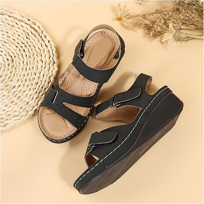 Orthopedische comfortsandalen voor dames met gelzool, ademend ontwerp en verstelbare klittenbandsluiting voor pijnvrij lopen