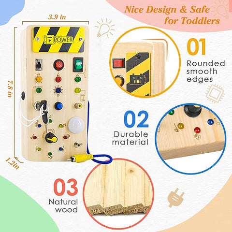 Montessori Sensory Training Board for Kids - Wooden Educational Toy with LED Lights, Early Learning Gift for Babies