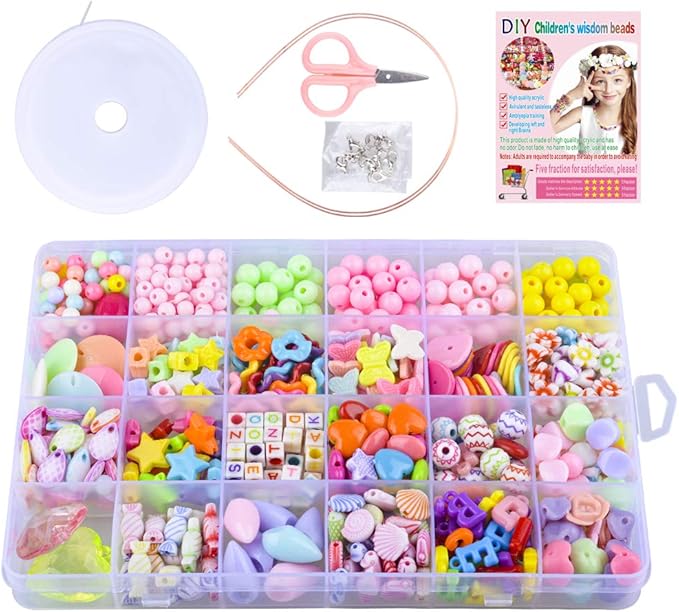 Kit per creare gioielli artigianali con perline fai-da-te per ragazze - Set di perline creative per bracciali, anelli e collane