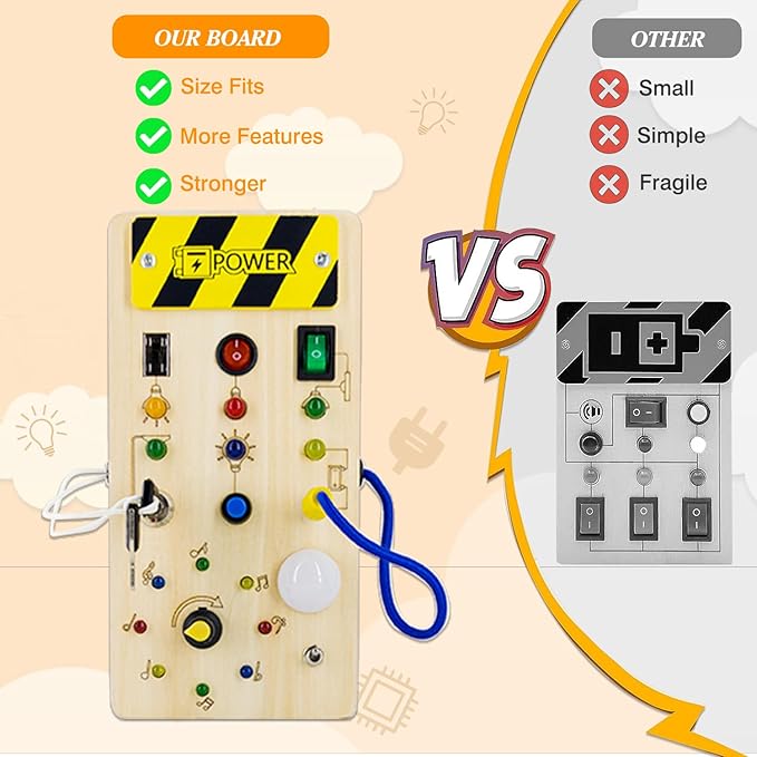 Tablero de entrenamiento sensorial Montessori para niños, juguete educativo de madera con luces LED, regalo de aprendizaje temprano para bebés
