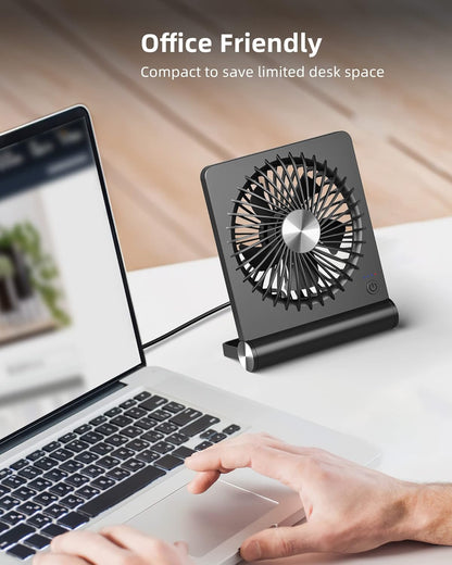 Ventilador de escritorio ultra silencioso con alimentación USB C, compacto, pivote de 220 grados, ahorro de espacio, enfriamiento personal, regalo para otoño de 2025