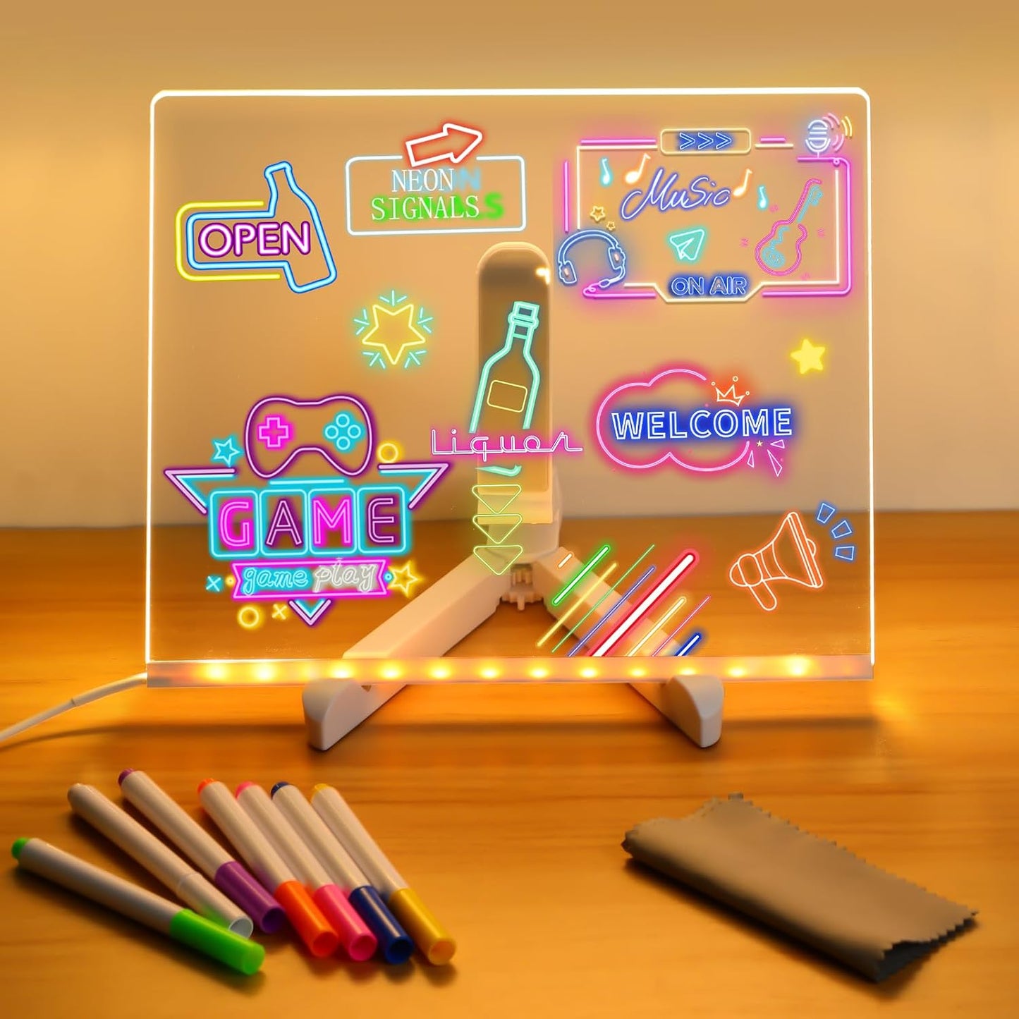 Helder LED-acrylprikbord - Uitwisbaar USB-tekenbord voor kinderen, perfect voor verjaardagscadeaus en barreclame
