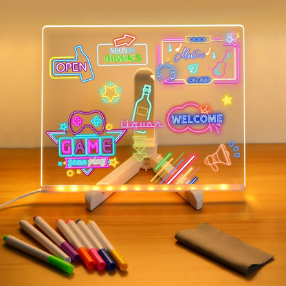 Helder LED-acrylprikbord - Uitwisbaar USB-tekenbord voor kinderen, perfect voor verjaardagscadeaus en barreclame