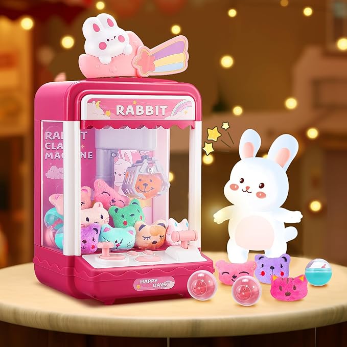 Doll Claw Machine with Lights & Music - Fun Toy for Parties, Dual Power Mode, Drawer Design