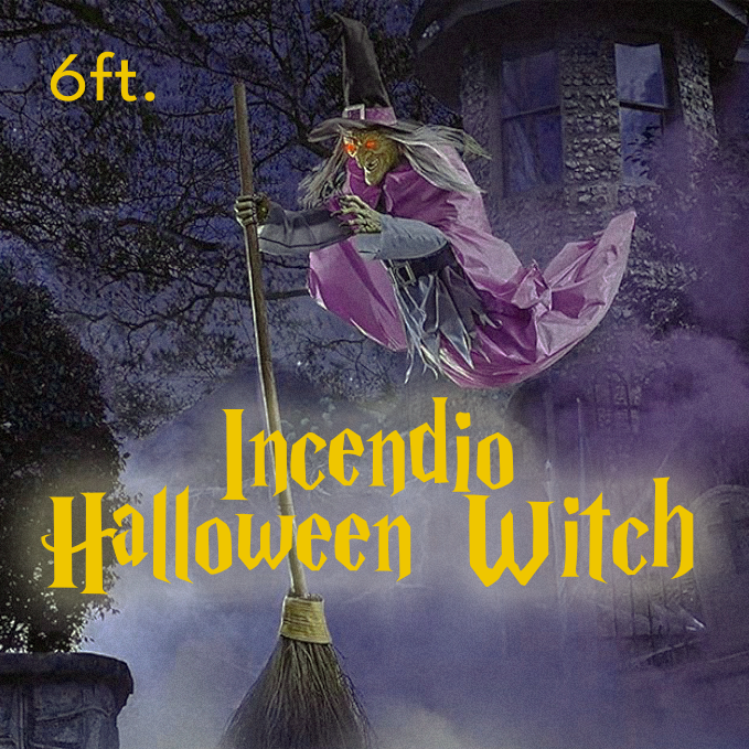 6-Foot Flying Witch Halloween Yard Decoration – Scary Outdoor Prop with Floating Effect, Easy Setup