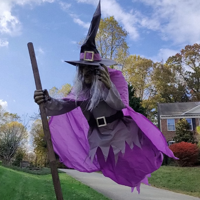 6-Foot Flying Witch Halloween Yard Decoration – Scary Outdoor Prop with Floating Effect, Easy Setup