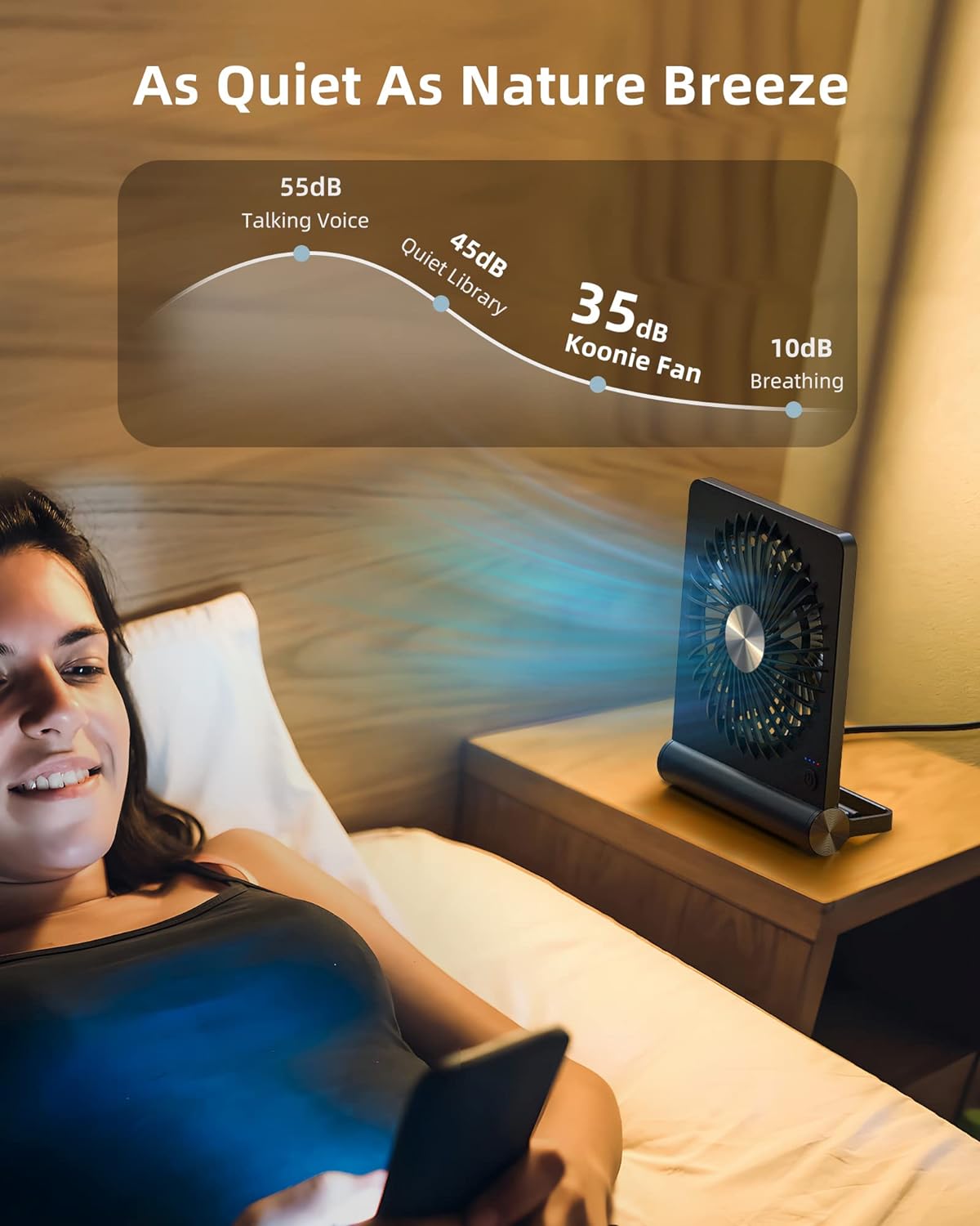 Ventilador de escritorio ultra silencioso con alimentación USB C, compacto, pivote de 220 grados, ahorro de espacio, enfriamiento personal, regalo para otoño de 2025