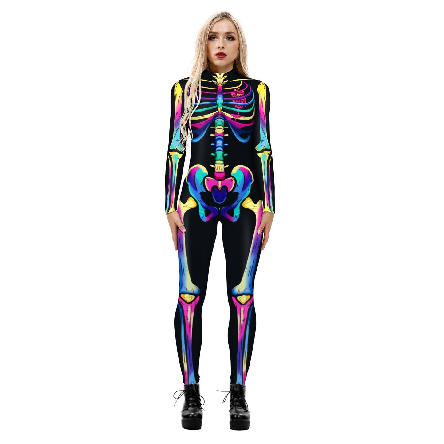 Stretchy and Body-Hugging Women's Printed Jumpsuit - Contoured Full-Body, Milk Silk Second-Skin for Cosplay