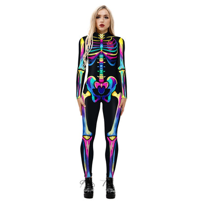 Stretchy and Body-Hugging Women's Printed Jumpsuit - Contoured Full-Body, Milk Silk Second-Skin for Cosplay