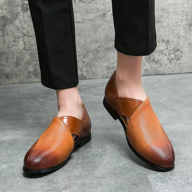 Atmungsaktive Herren-Slipper – gewebtes PU-Obermaterial, lässiges Sommerschuhwerk für den täglichen Weg zur Arbeit