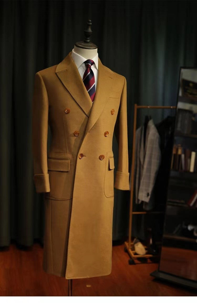 Warm Men's Polo Coat - Double Breasted Wool For Winter